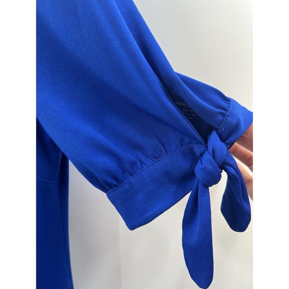 Eliza J Women’s Royal Blue Pullover Sheath Dress Bow Sleeve Lined 10 Cocktail - Picture 8 of 9